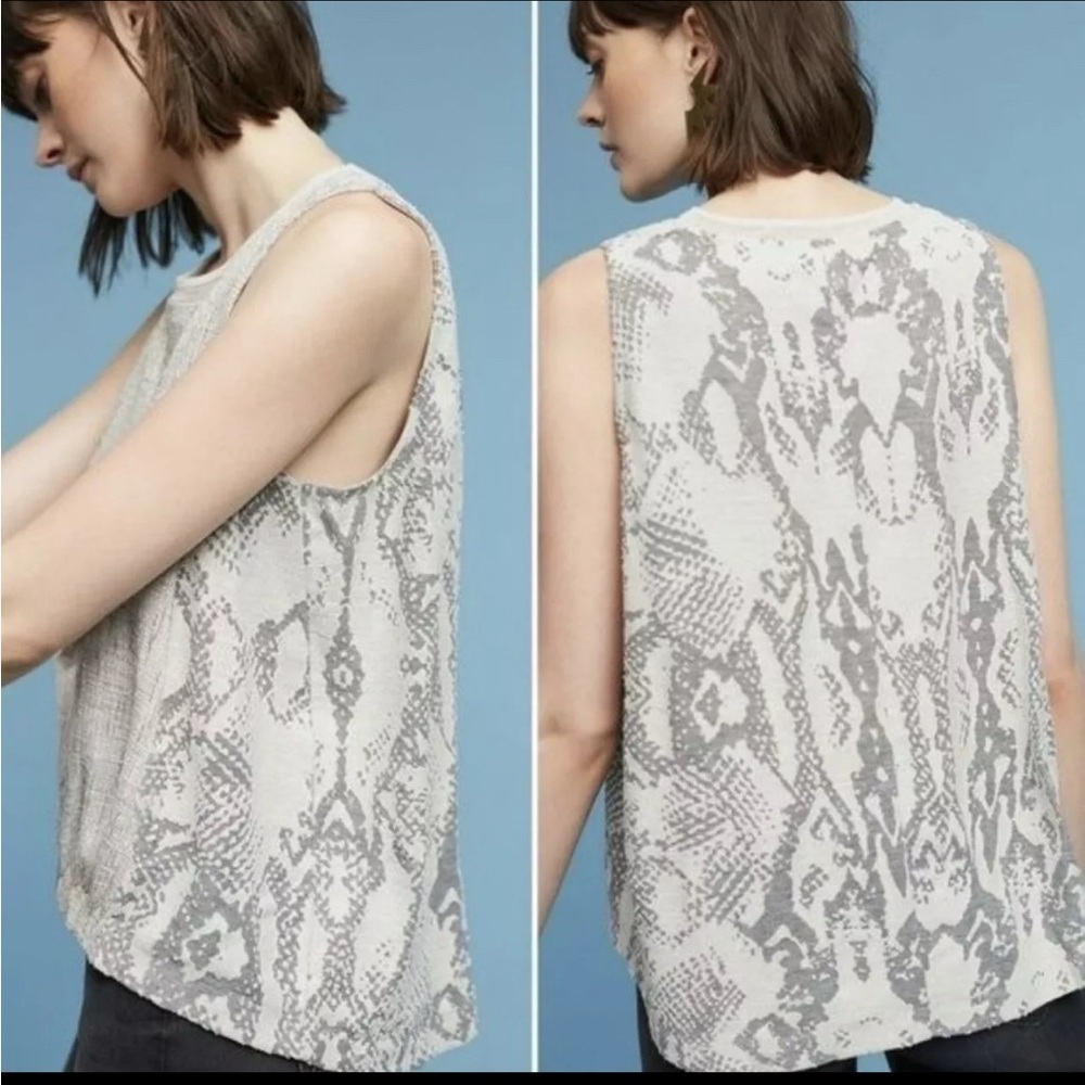 AKEMI + KIN Anthropologie Marietta‎ Cocoon Top Shirt Blouse Gray Snake Skin